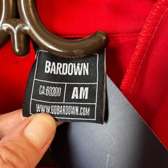 Cozy Red and Gray Zip Up Sweater with High Collar - Picture 2 of 4